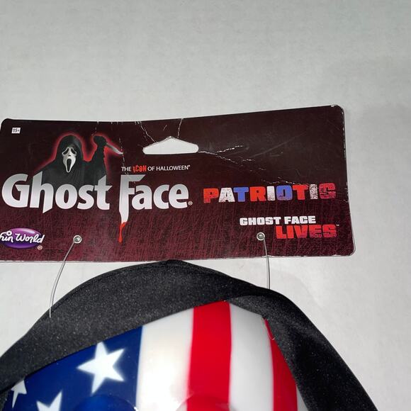 SCREAM MOVIE PATRIOTIC FLAG GHOST FACE MASK WITH HOOD COSTUME 2021 NWT - Picture 3 of 4